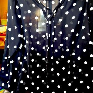 Talbots 2xp Black with White Polka Dots and tie neck
